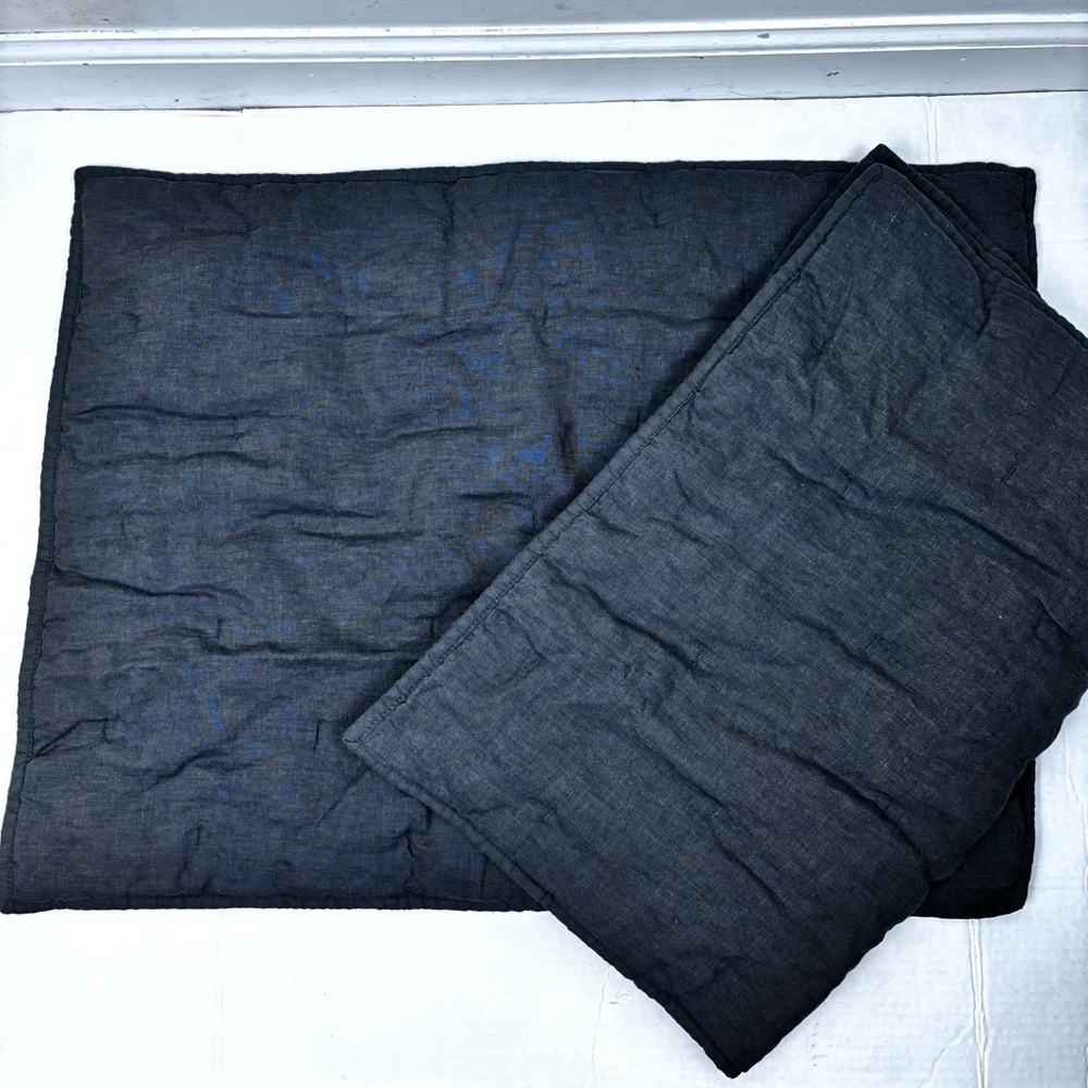 Pottery Barn Belgium Flax Linen Tufted Quilted Sham-dark grey/Ebony-pair(2)